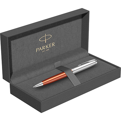 Ручка шариковая автоматическая Parker "Sonnet Essential SB K545", 0,7 мм, серебристый, оранжевый, стерж. черный - 3