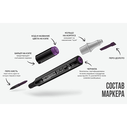 Маркер перманентный двусторонний "Sketchmarker Brush", B53 пемза - 7