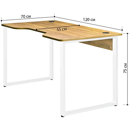 Стол компьютерный игровой Millwood Лофт Гонконг (ДТ-3), 1200x700 мм, дуб золотой крафт, белый - 3