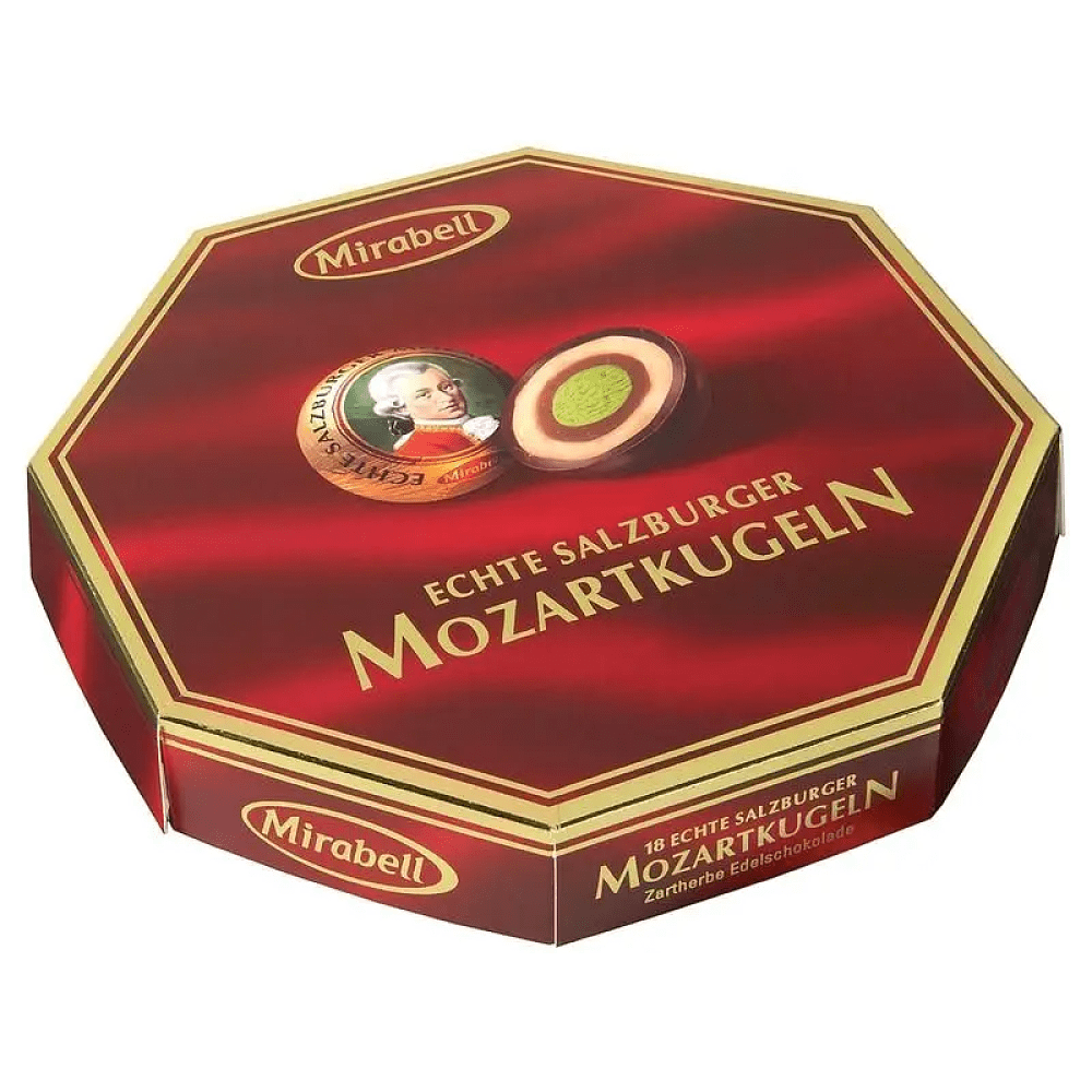 Конфеты "Mirabell Mozartkugeln", 100 гр, темный шоколад с начинкой из светлого и темного пралине и марципана