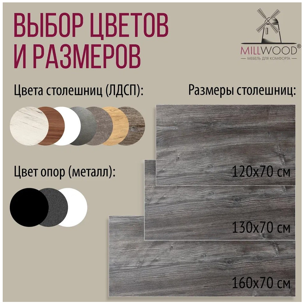 Стол письменный Millwood Лофт Сиэтл (ДТ-5), 1200х700 мм, сосна пасадена, черный - 10