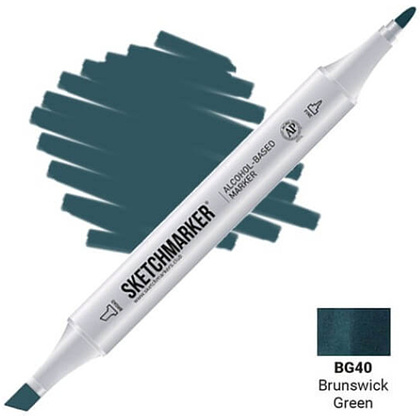 Маркер художественный "Brushmarker", двухсторонний, BG40 зеленая киноварь