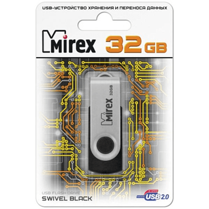 USB Flash накопитель 2.0 32 Gb SWIVEL BLACK, пластик, металл, Mirex - 2