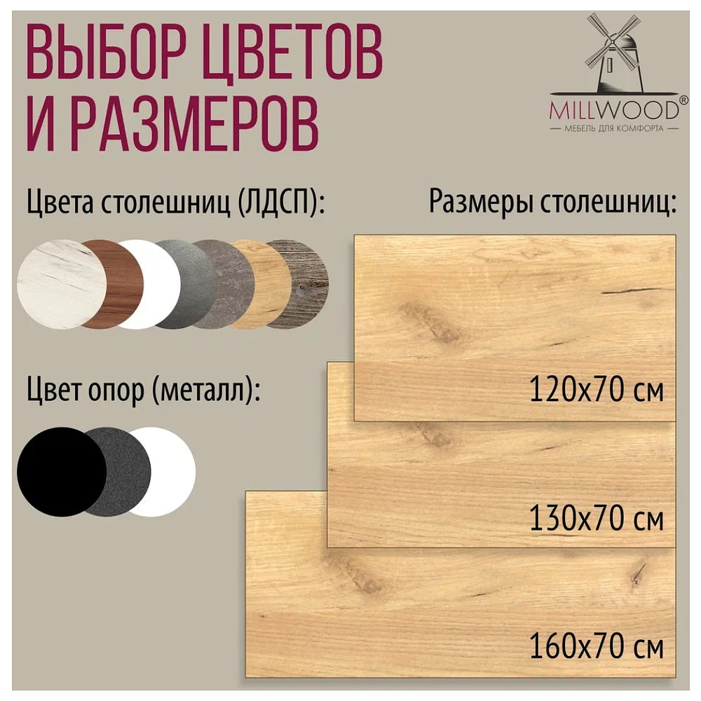 Стол письменный Millwood Лофт Сиэтл (ДТ-5), 1300х700 мм, дуб золотой крафт, черный - 10