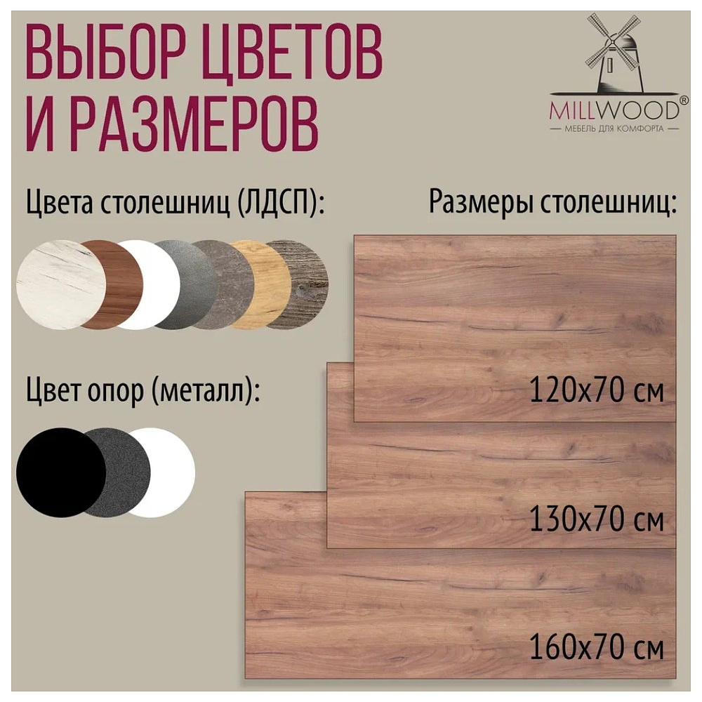 Стол письменный Millwood Лофт Сиэтл (ДТ-5), 1200х700 мм, дуб табачный крафт, белый - 13