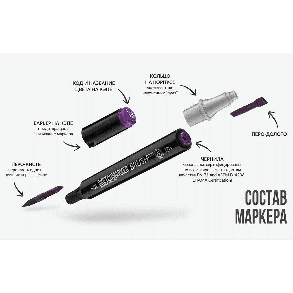 Маркер перманентный двусторонний "Sketchmarker Brush", B13 прозрачная вода - 7