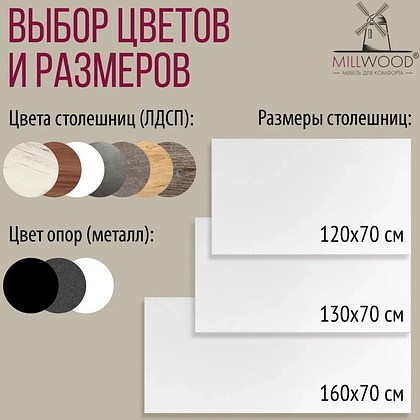 Стол письменный Millwood Лофт Сиэтл (ДТ-5), 1600х700 мм, белый, черный - 9