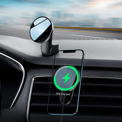 Держатель  для iPhone 12 Baseus WXJN-01 Big Energy Car Mount Wireless Charger, 15W Black - 3