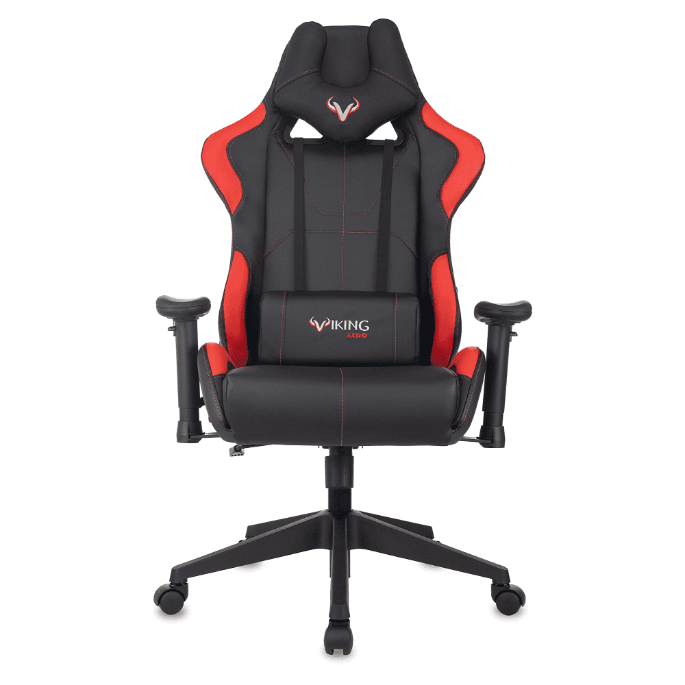 Кресло игровое Бюрократ Zombie VIKING 5 AERO Red Edition экокожа, черный, красный