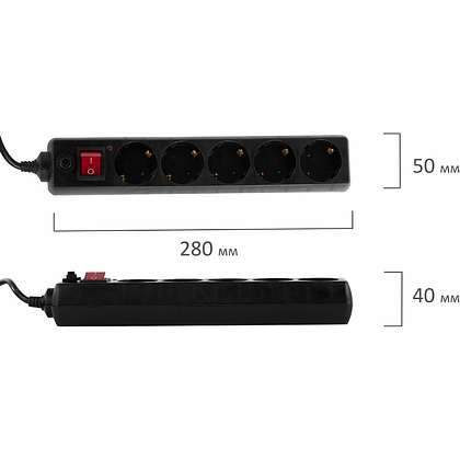 Сетевой фильтр Sonnen U-3518, 5 розеток, 1.8м, черный - 2