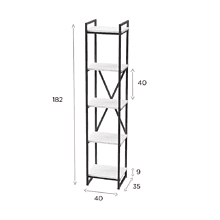 Стеллаж "Loft CH-2", 400х350х1820 мм, черный, белый крафт