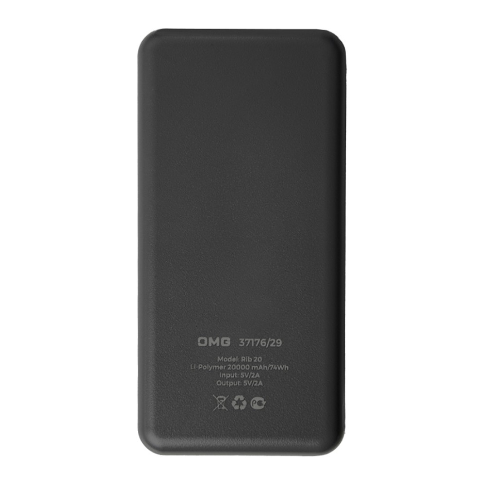 Внешний аккумулятор Power Bank "Rib 20", 20000 mAh, черный - 2