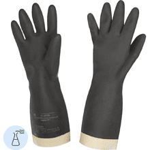 Перчатки кислотощелочестойкие, латексные, тип 1, К20 Щ20, р-р 3, черный