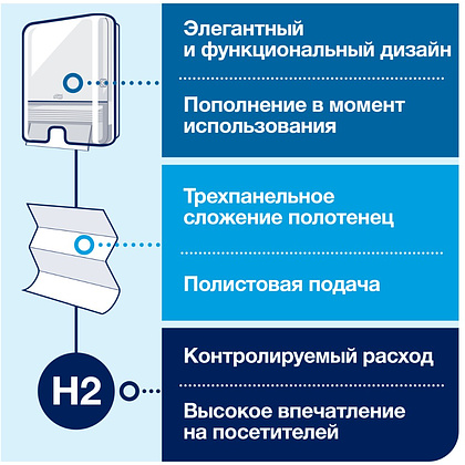 Полотенца бумажные ТОРК Мультифолд Комфорт, листовые H2, 190 шт/упак,  2 слоя (471150) - 11