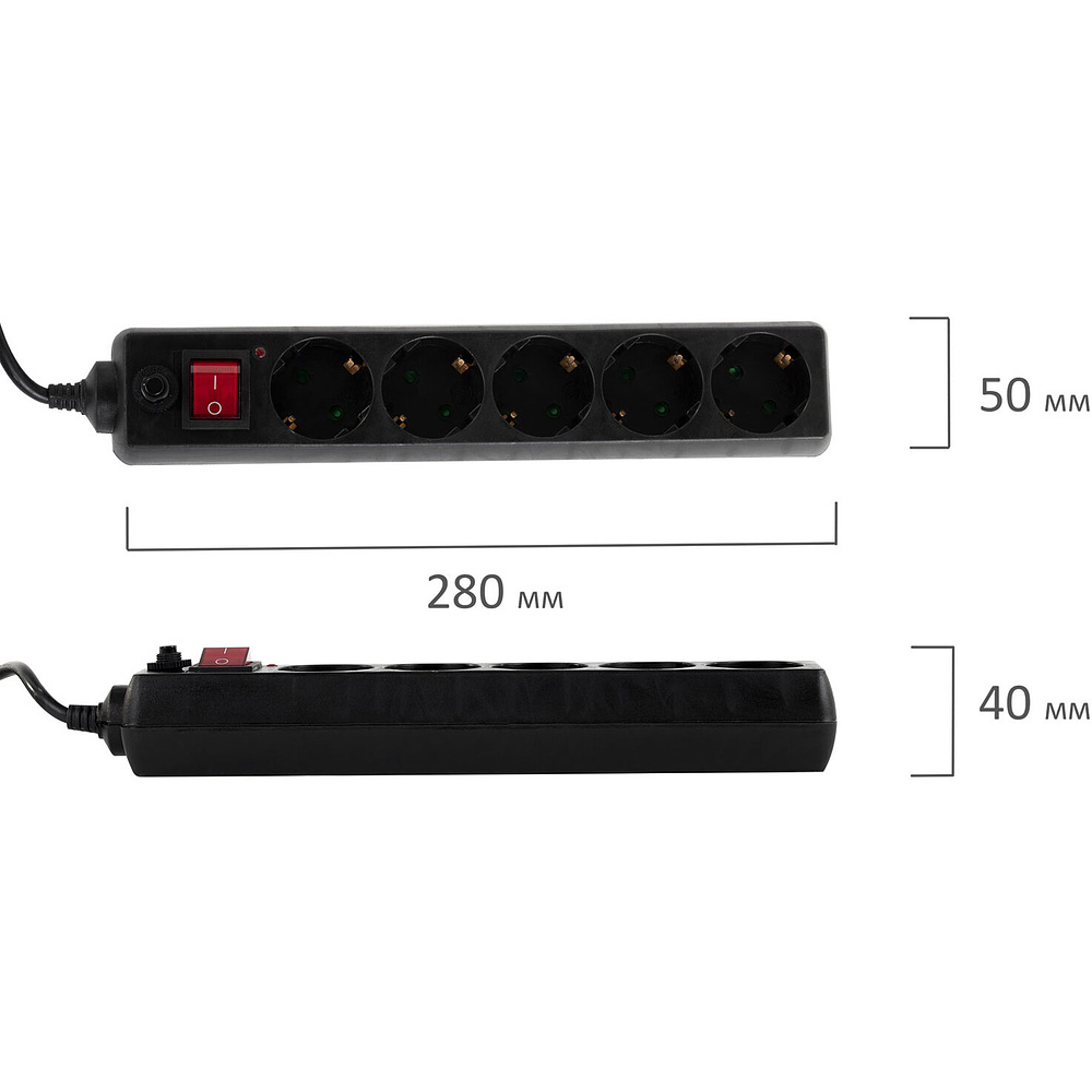 Сетевой фильтр Sonnen U-3515, 5 розеток, 5 м, черный - 2