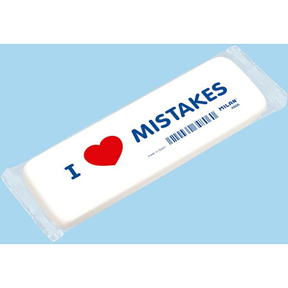 Ластик Milan "I love mistakes", 14x4,4 см, белый - 2