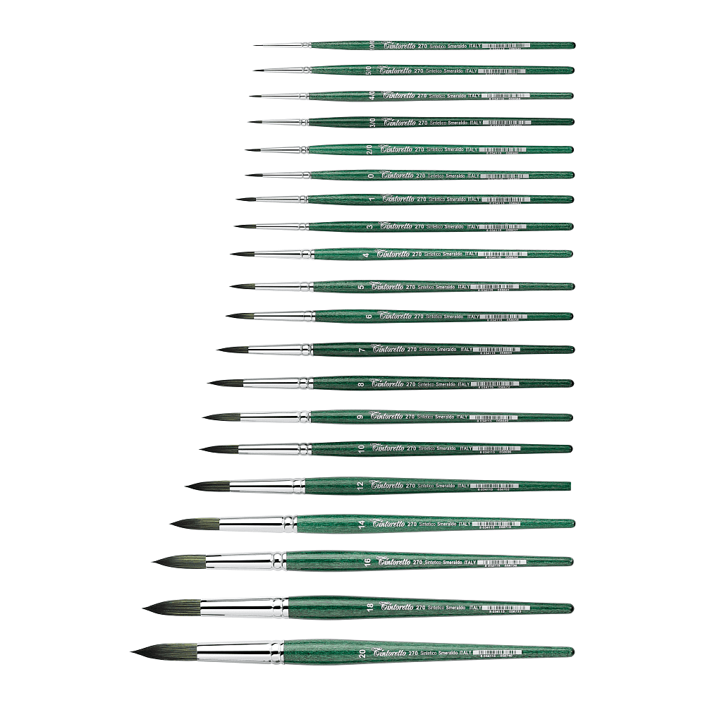 Кисть для рисования "Tintoretto Emerald", синтетика, круглая, №9 - 2