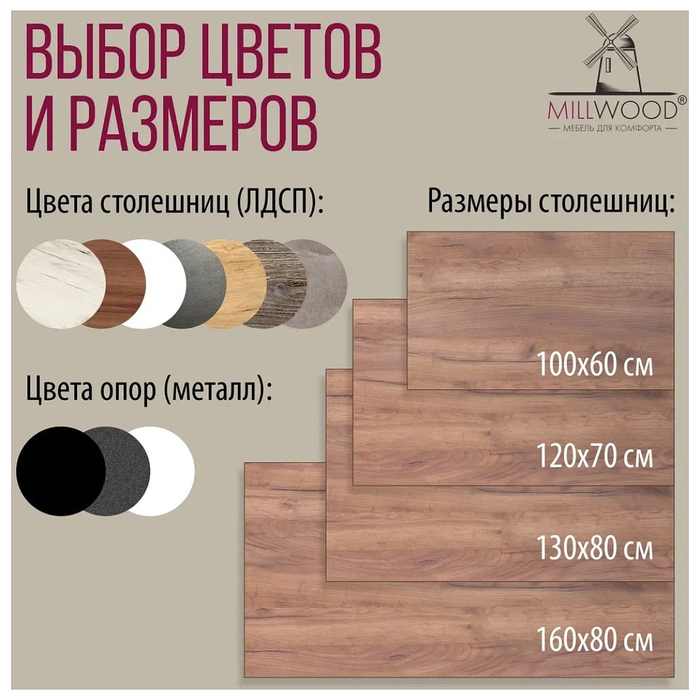 Стол Millwood Сеул, 1300х800 мм, дуб табачный крафт, белый - 10