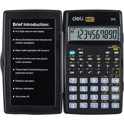 Калькулятор научный 1711 "Deli Easy", 56 функций, черный  - 2