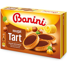 Печенье "Banini.Tart Nougat" с какао-начинкой и фундуком, 210 г 