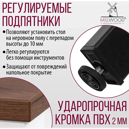 Стол Millwood Сеул, 1300х800 мм, дуб табачный крафт, черный - 8