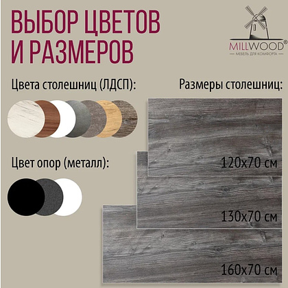 Стол письменный Millwood Лофт Сиэтл (ДТ-5), 1600х700 мм, сосна пасадена, белый - 10