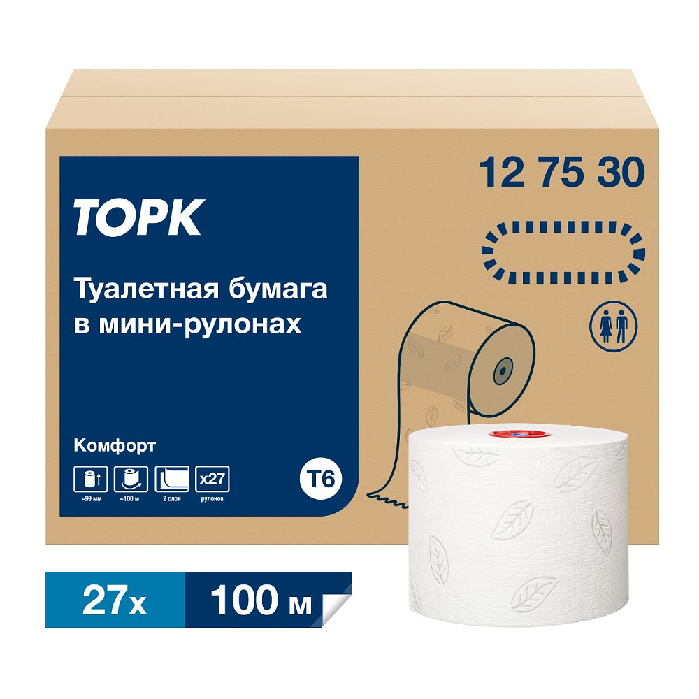 Бумага туалетная ТОРК Комфорт Т6, 100 м, 2 слоя (127530) - 2