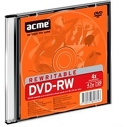 Диск, DVD+RW, 4.7 гб, тонкий футляр (slim case), 1 шт, -50%