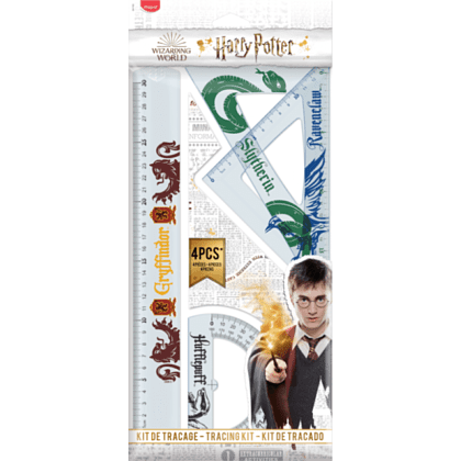 Набор чертежный "Harry Potter": линейка 30 см, треугольник 45 и 60 гр, транспортир 180 гр, пластик