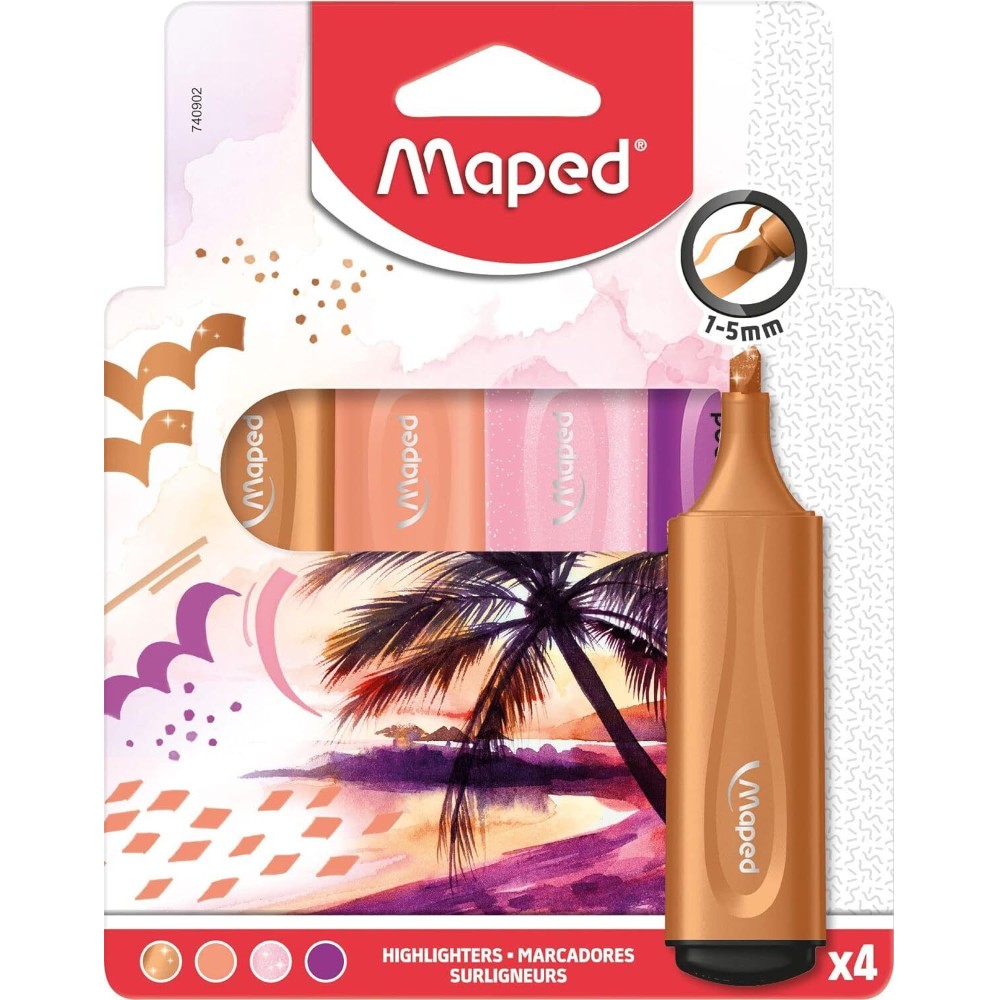 Набор маркеров текстовых Maped "Fluo Peps", 4 шт, ассорти - 4