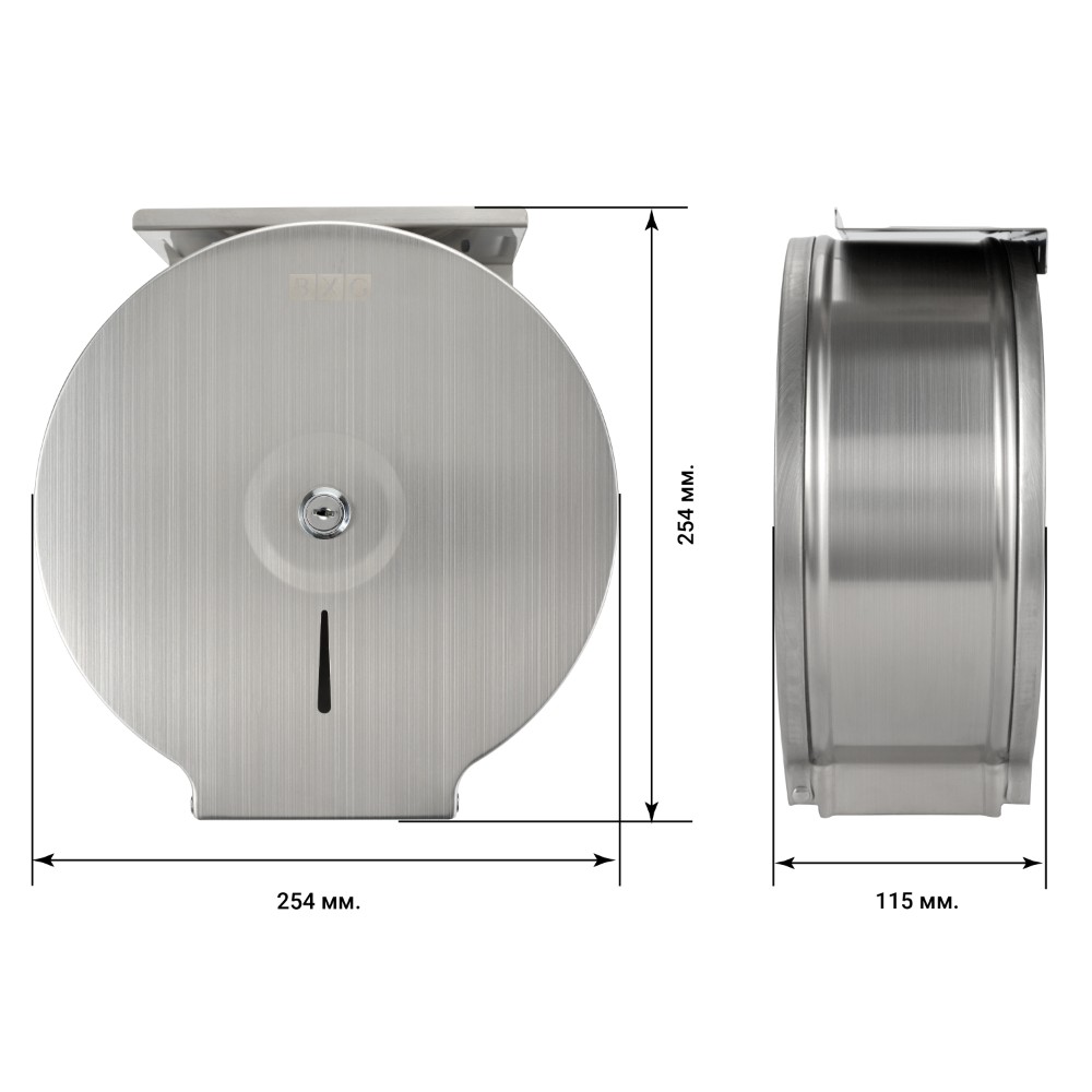 Диспенсер для туалетной бумаги в больших и средних рулонах BXG-PD-5005A, металл, серебристый, матовый - 2