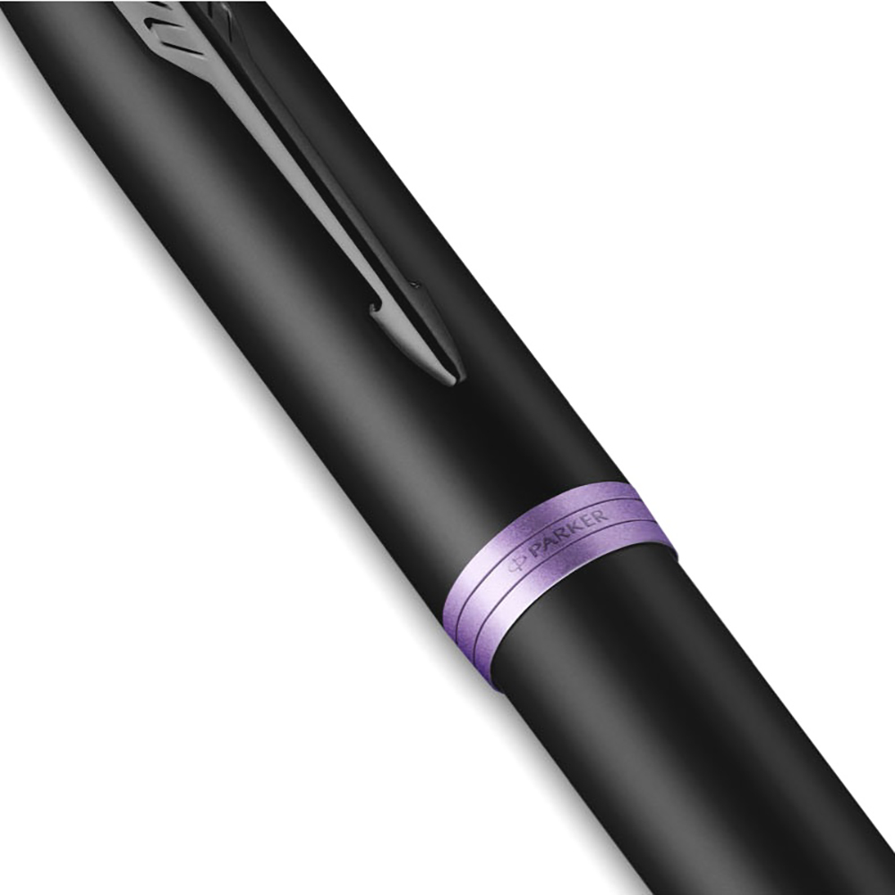 Ручка-роллер Parker "IM Vibrant Rings T315 Amethyst Purple PVD", 0,5 мм, черный, фиолетовый, стерж. черный - 6