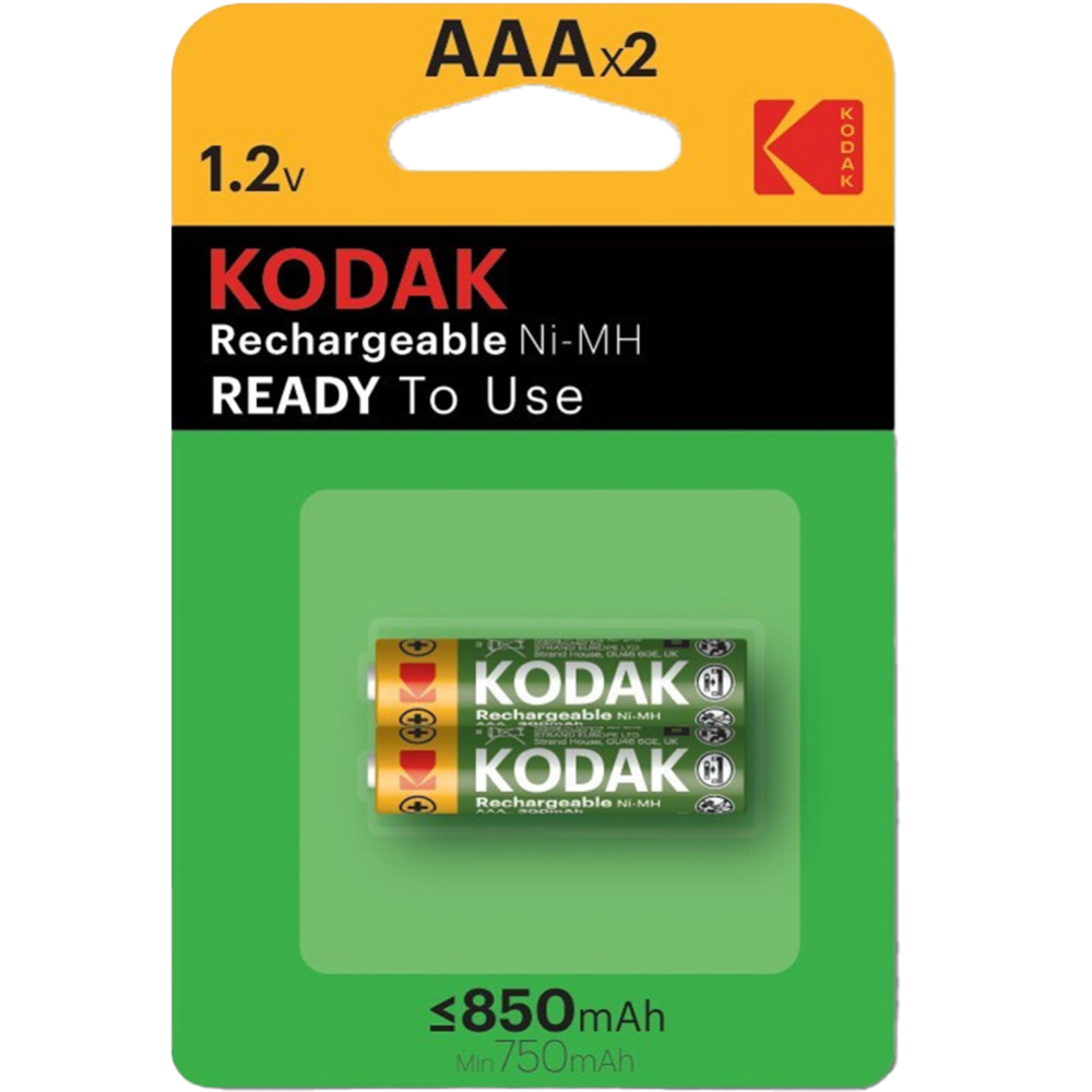 Аккумуляторные батареи Kodak Ni-Mh, 850мА/ч, 1.2 V, 2 штуки