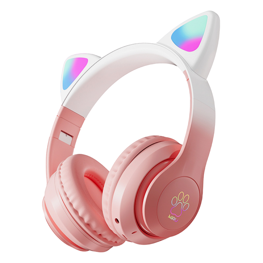 Наушники  беспроводные Miru "CAT EP-W10", Bluetooth, розовый  - 2