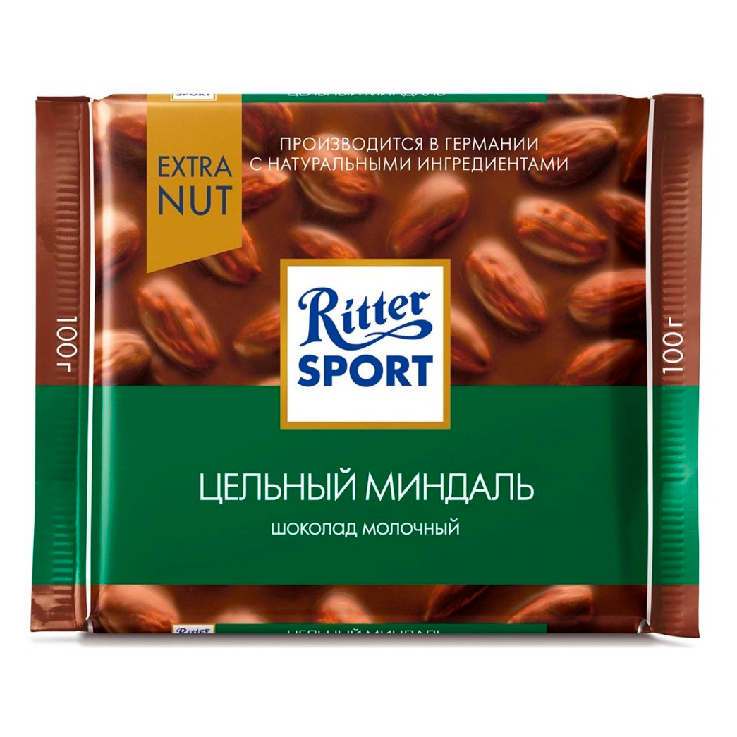 Шоколад молочный "Ritter Sport", 100 г, с цельным миндалем