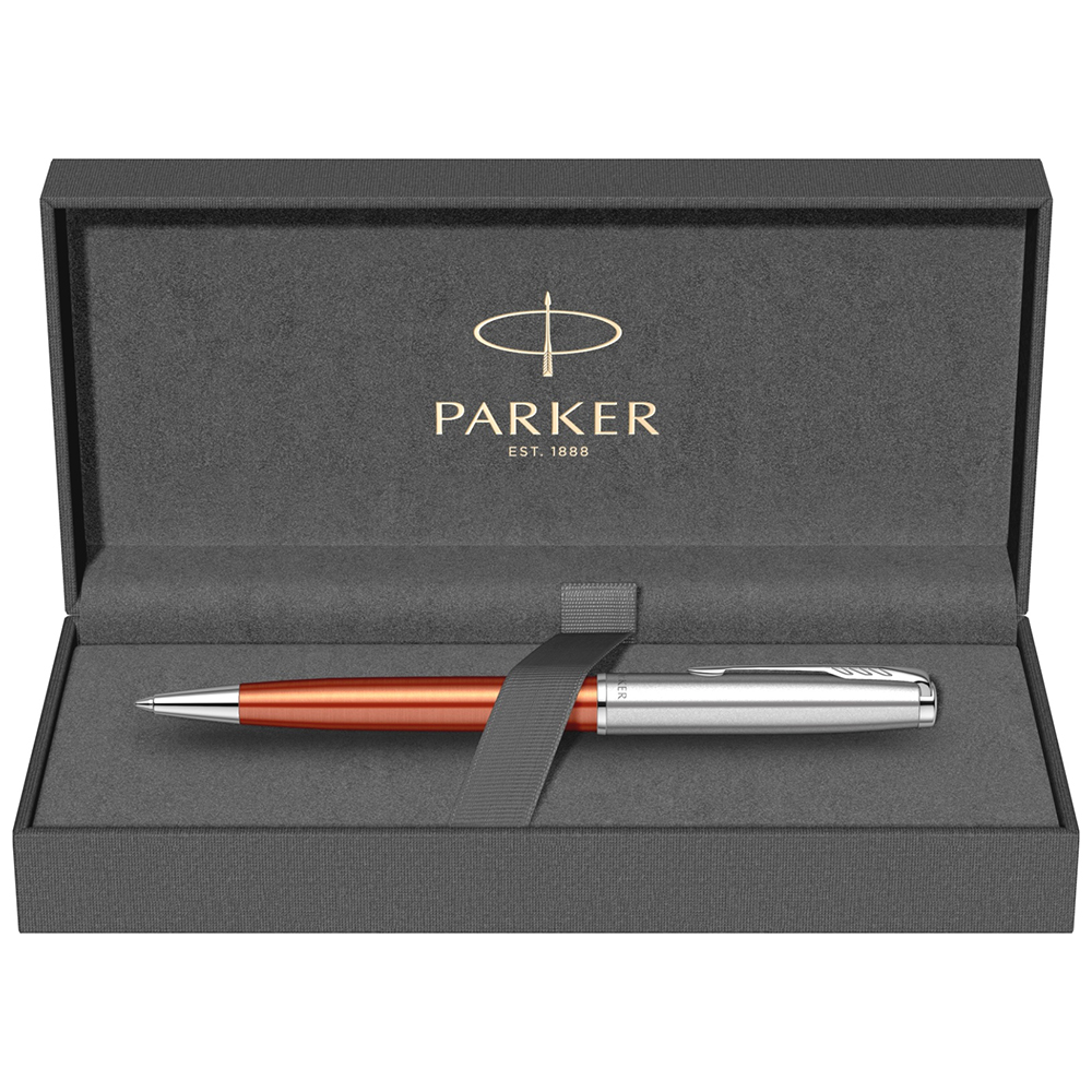 Ручка шариковая автоматическая Parker "Sonnet Essential SB K545", 0,7 мм, серебристый, оранжевый, стерж. черный - 2