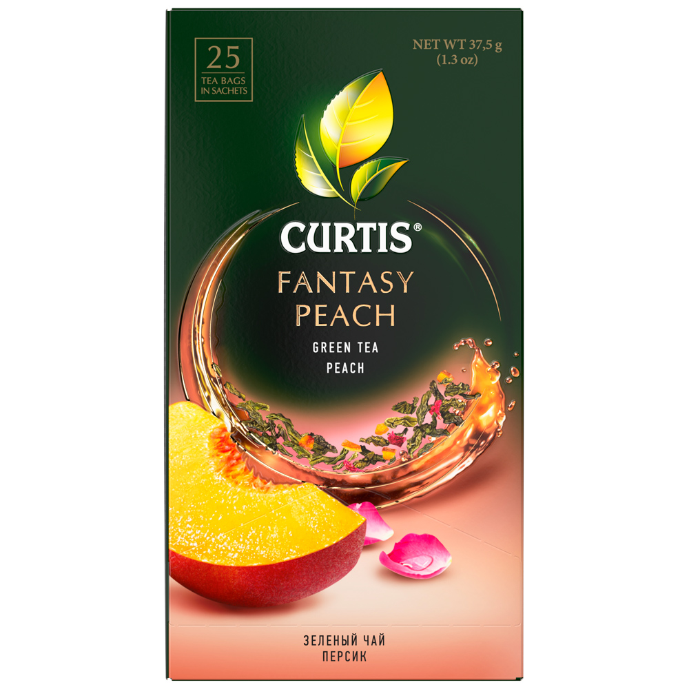 Чай "Curtis" Fantasy Peach, 25 пакетиковx1.5 г, зеленый