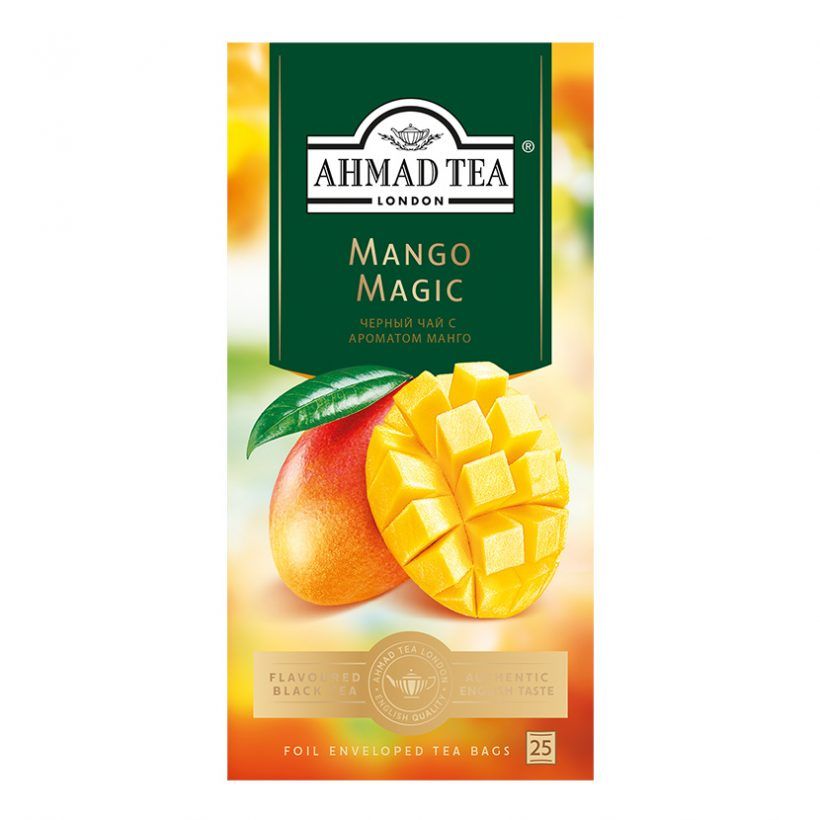 Чай "Ahmad Tea Mango Magic", 25 пакетиков x1.5 гр, черный, с ароматом манго