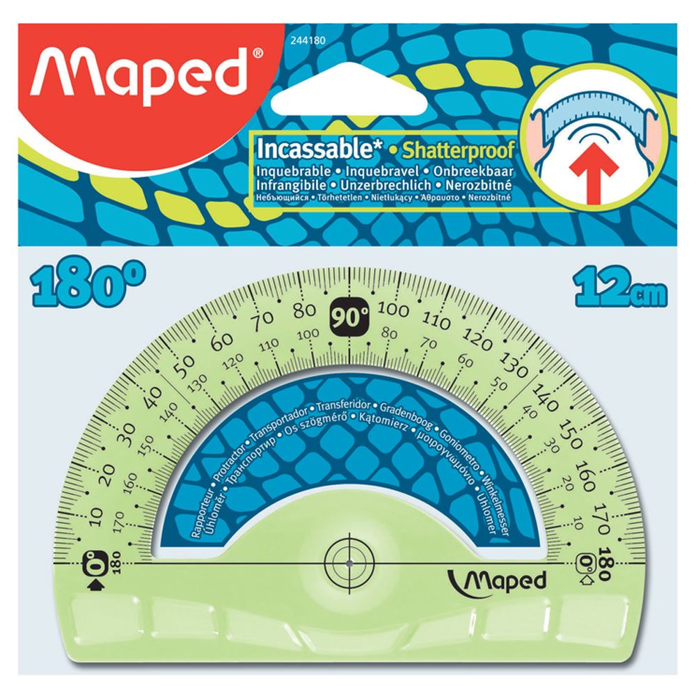 Транспортир Maped "Flex" 180°, 12 см, ассорти - 3