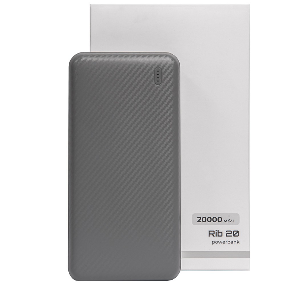 Внешний аккумулятор Power Bank "Rib 20", 20000 mAh, серый - 7